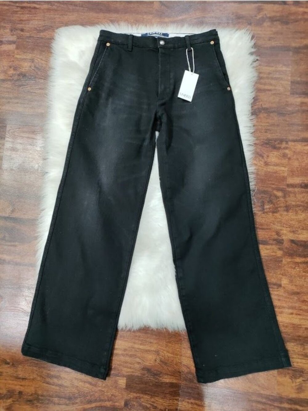 Unified Unlimited High Rise Denim Relaxed Jeans Black Wash Women's Size 6 NWT - Picture 2 of 10